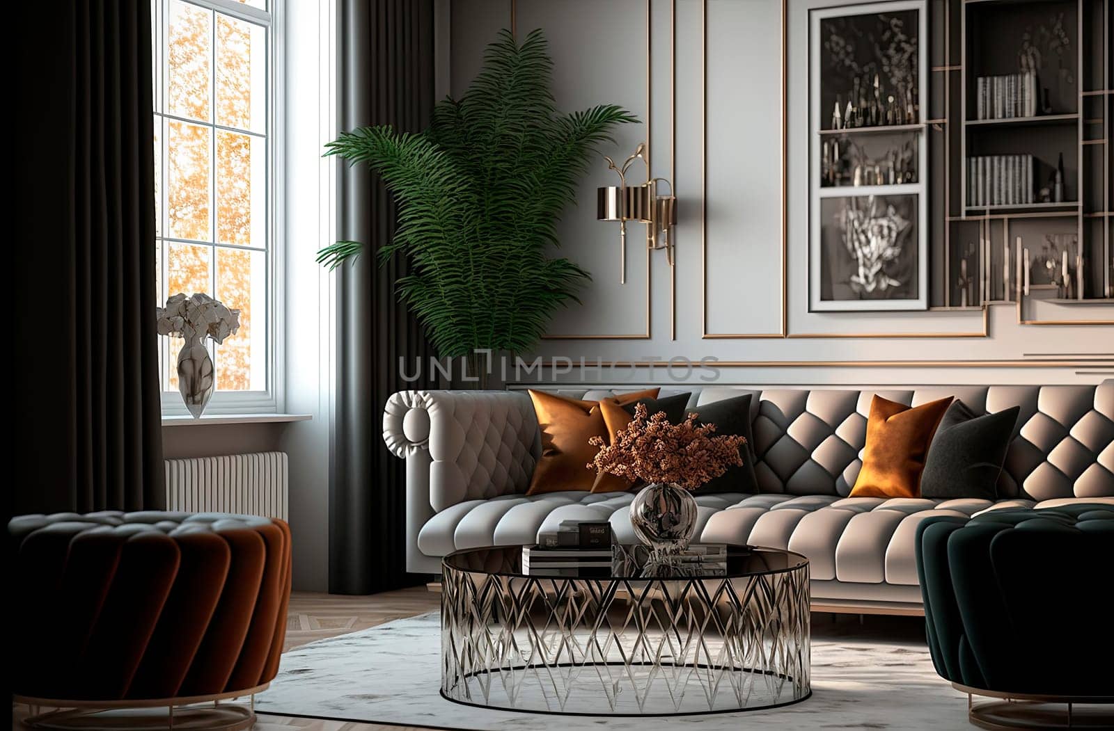 Generative AI illustration of glamour modern style interior design