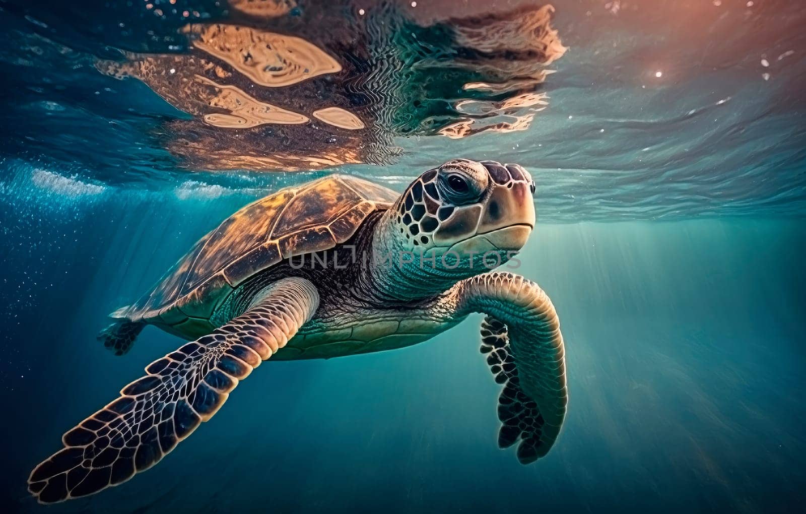 turtles swim in the sea. by yanadjana