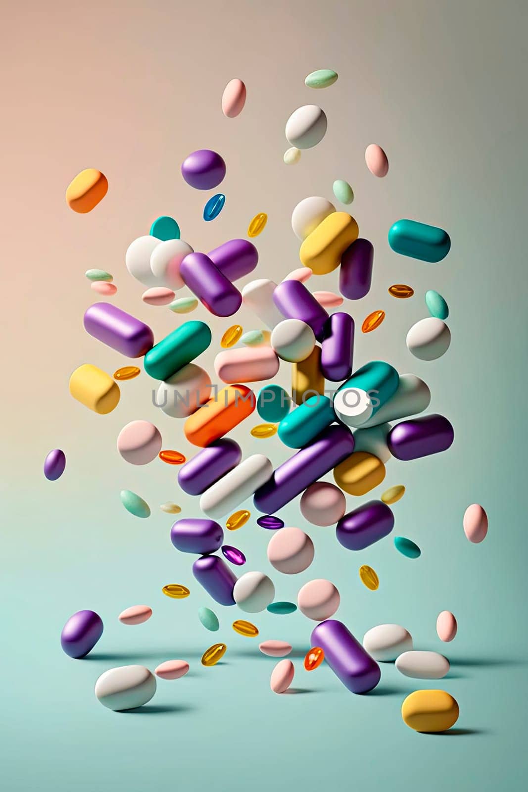 many different tablets and capsules. Generative AI,