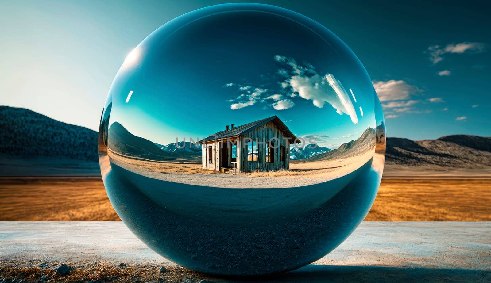glass ball house. Generative AI,