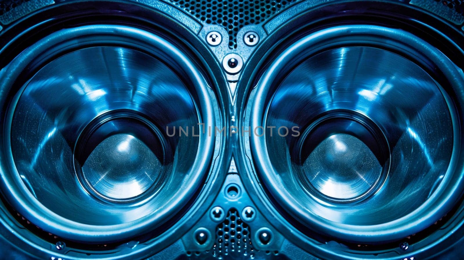 Two speakers are sitting on top of each other