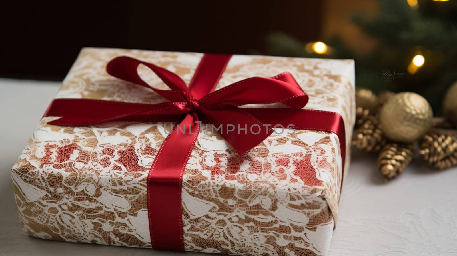 Christmas gift box wrapping idea for boxing day and winter holidays in the English countryside tradition