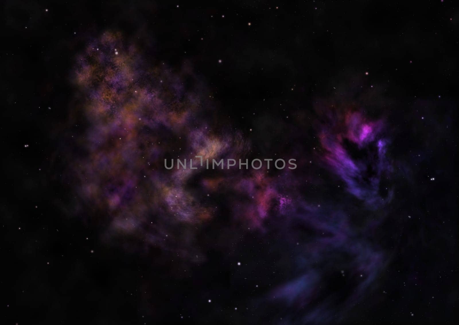 Far being shone nebula and star field against space. Elements of this image furnished by NASA . 3D rendering.