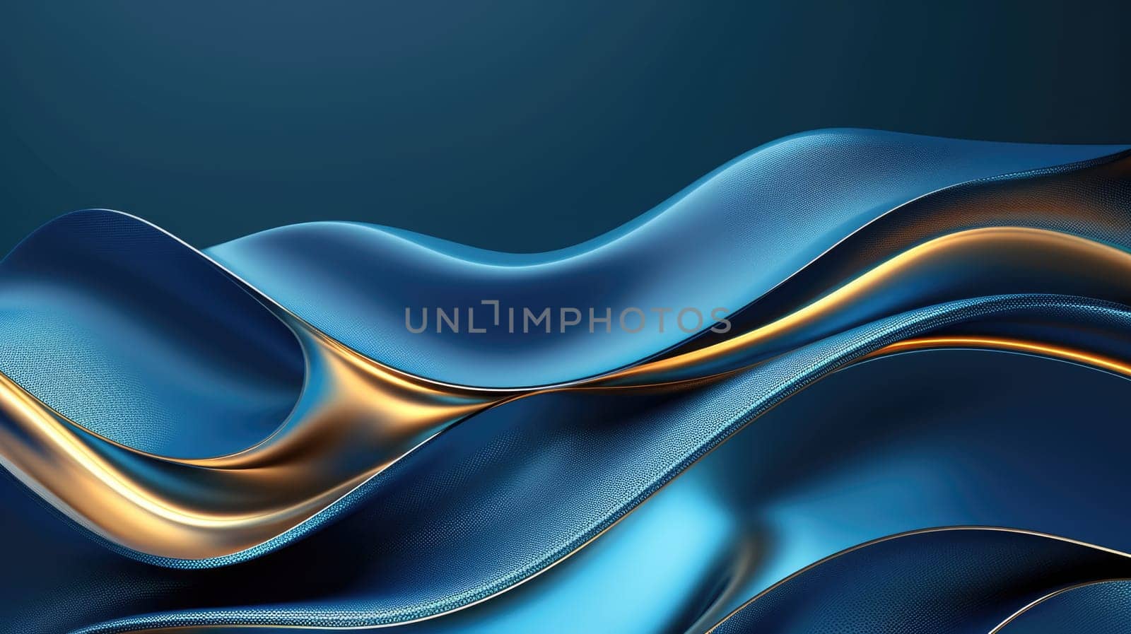 The abstract picture of the two colours of blue and gold colours that has been created form of the waving shiny smooth satin fabric that curved and bend around this beauty abstract picture. AIGX01.
