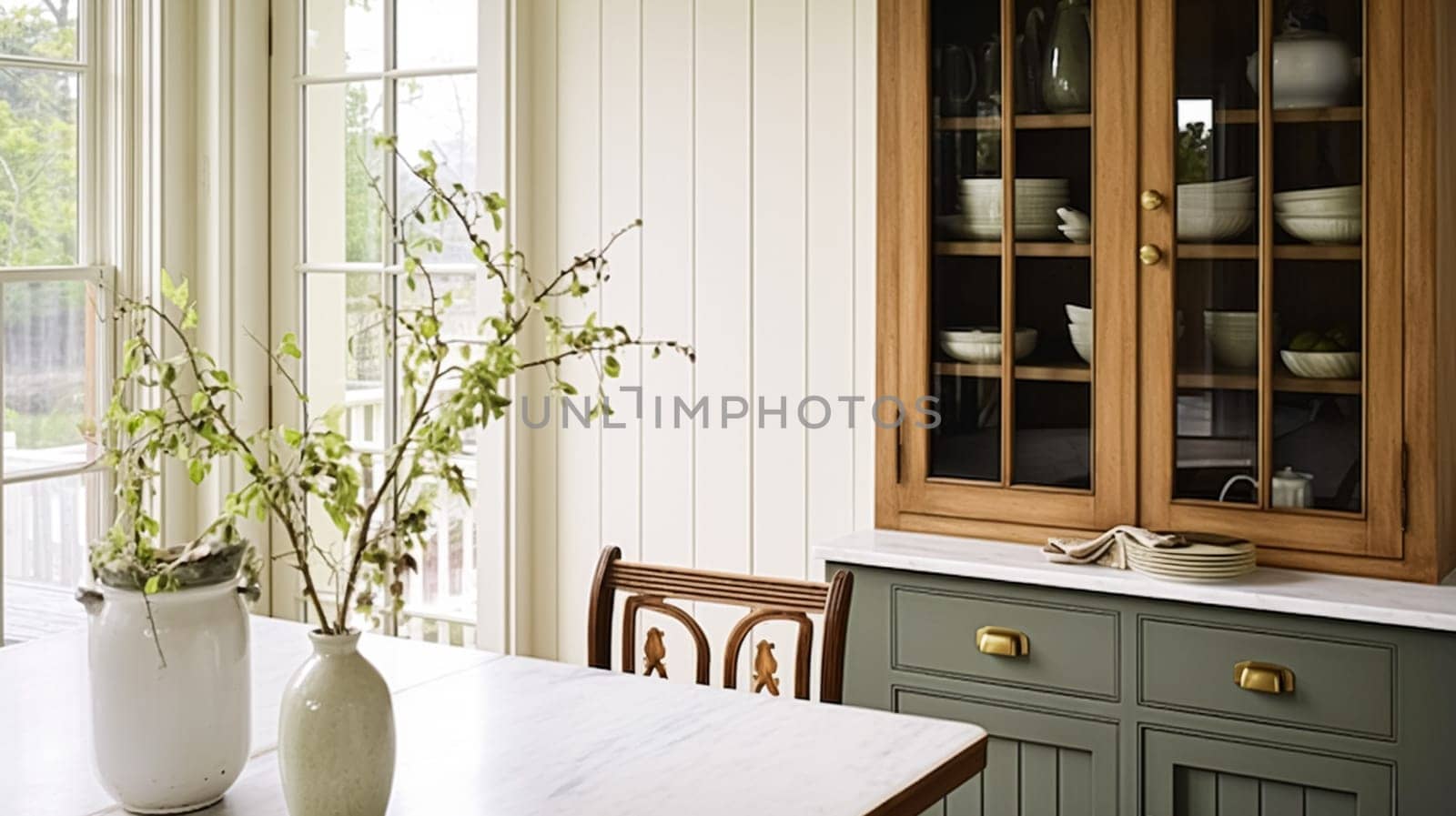 Elegant cottage dining room decor and interior design, country furniture and home decor, English countryside house style interiors