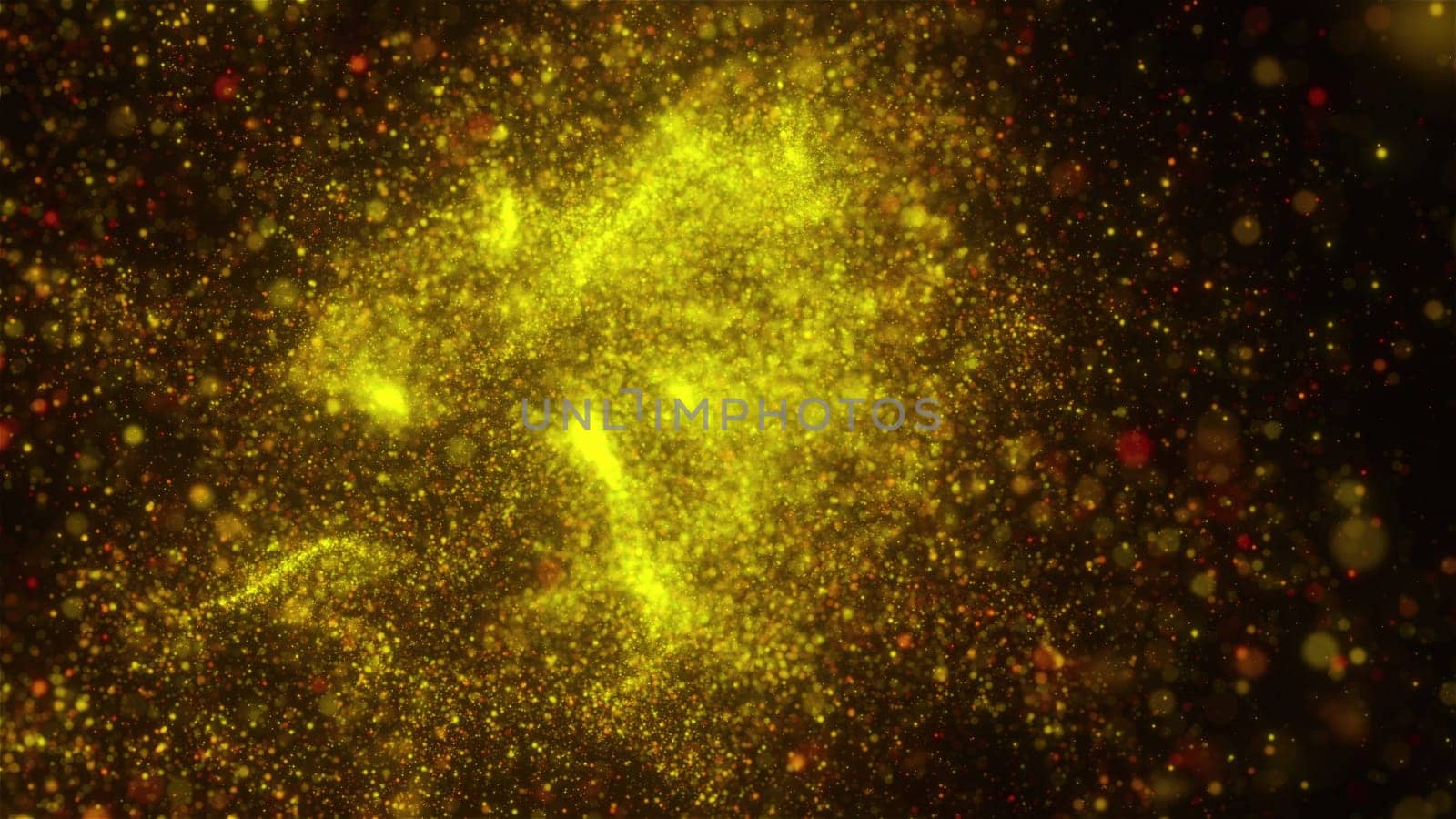 Gold dust particles. Computer generated 3d render