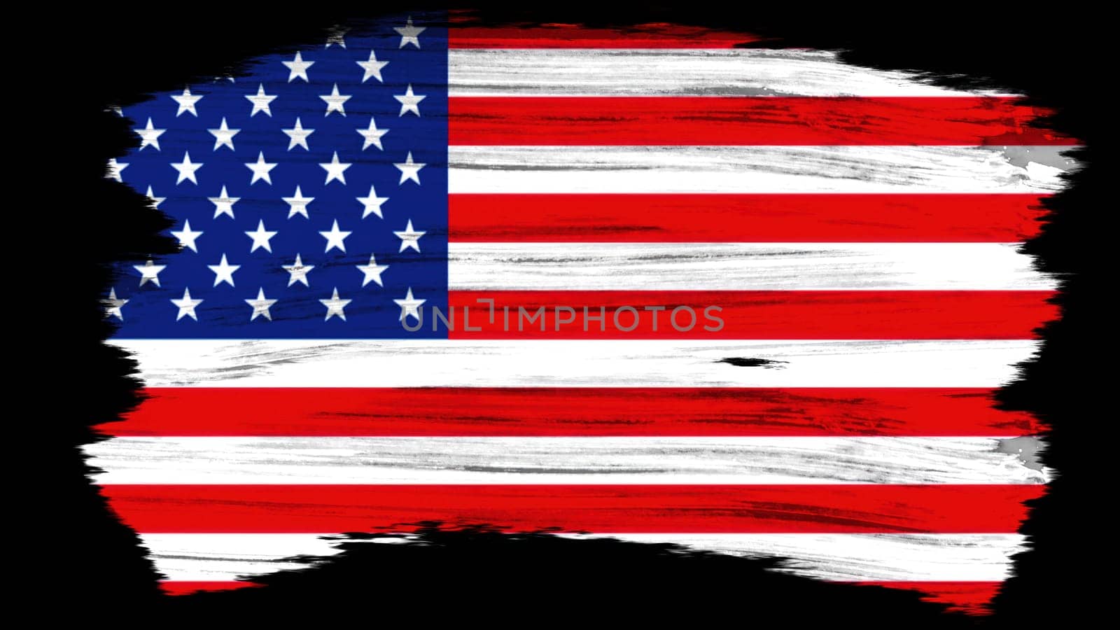 Colorful USA flag with brush stroke. Computer generated 3d render