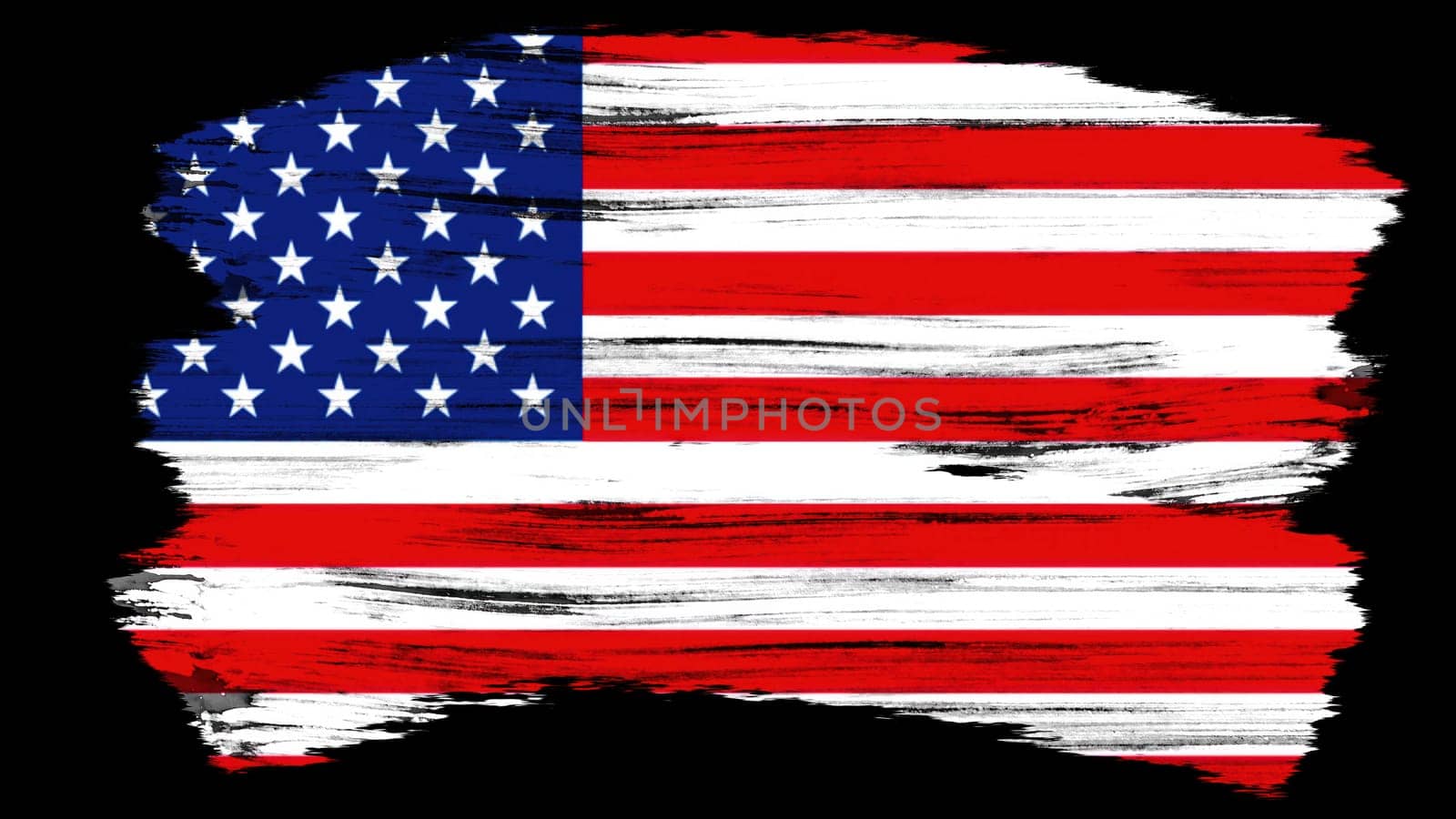 Colorful USA flag with brush stroke. Computer generated 3d render