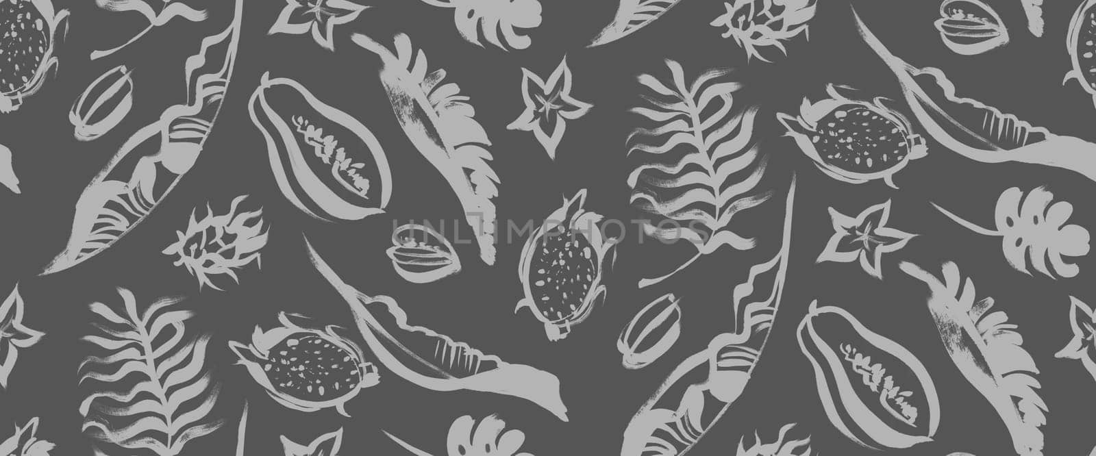 seamless summer tropical pattern with fruit and leave by MarinaVoyush