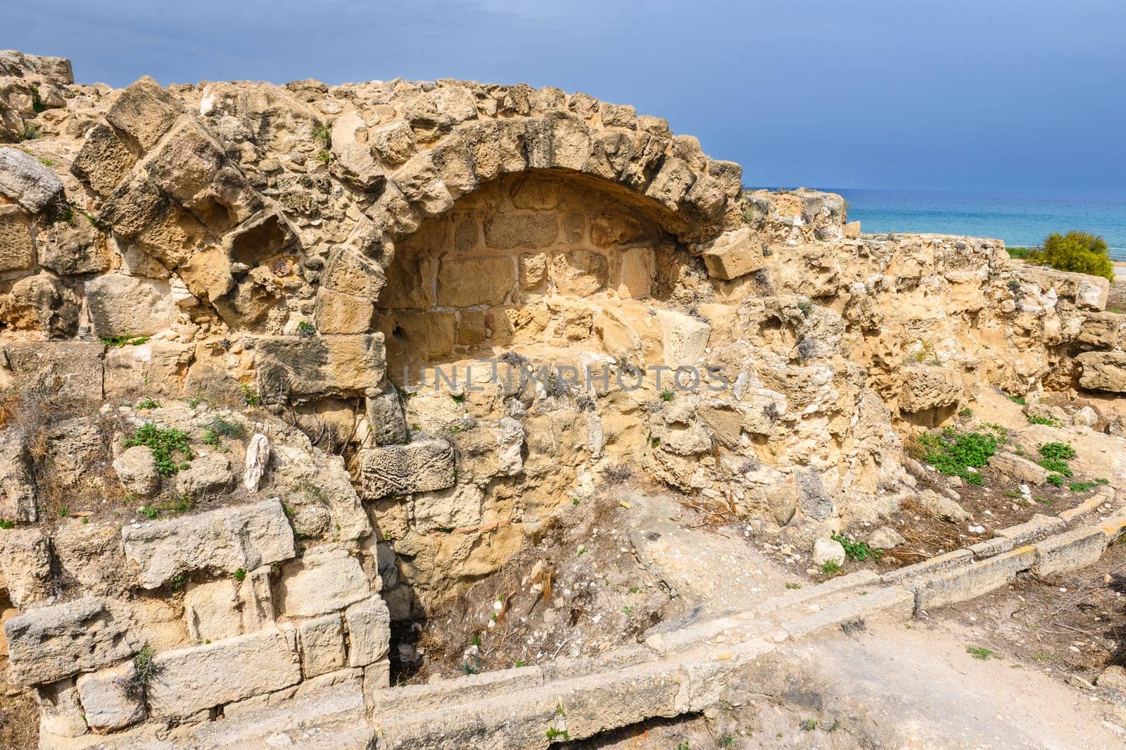 Salamis, Cyprus - April 16, 2024 - Ancient Greek ruins and columns in Salamis, Cyprus 14