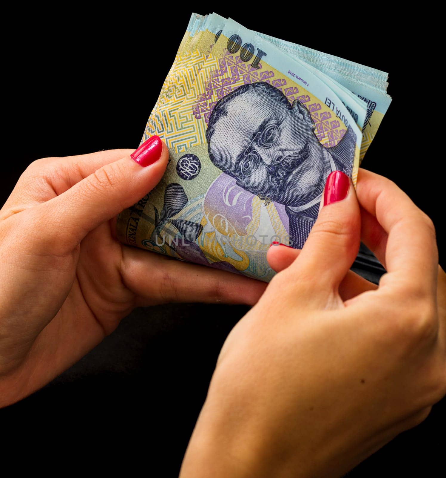 LEI money banknotes, detail photo of RON by vladispas