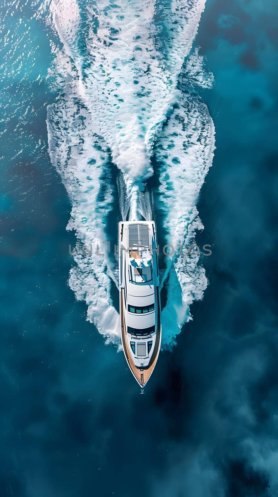 An aerial perspective of a watercraft sailing on liquid surface by Nadtochiy