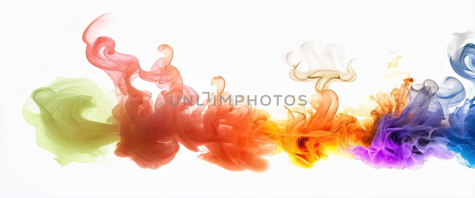 Multicolored abstract wallpaper on a white background. Smoke and waves. High quality illustration