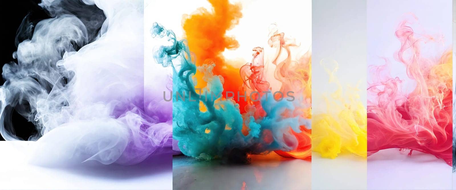 Multicolored abstract wallpaper on a white background. Smoke and waves. High quality illustration