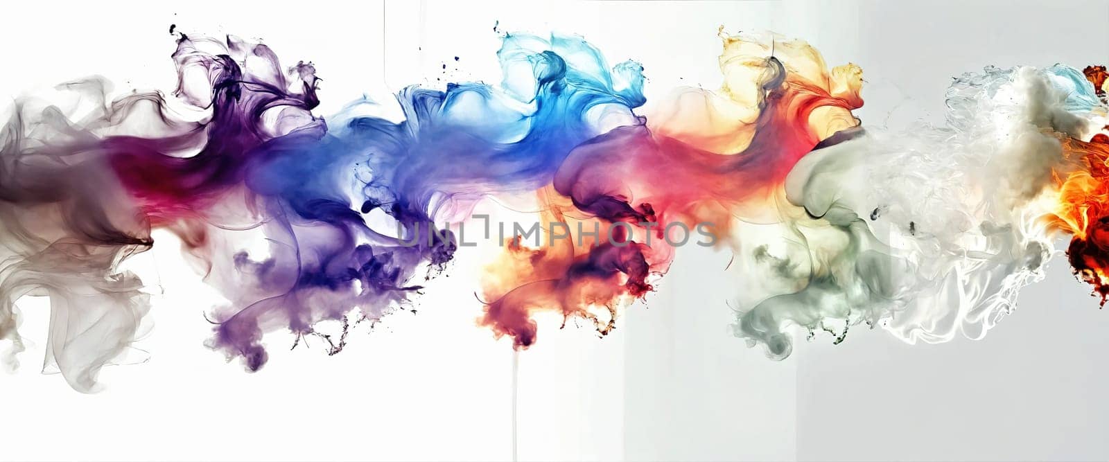 Multicolored abstract wallpaper on a white background. Smoke and waves. High quality illustration