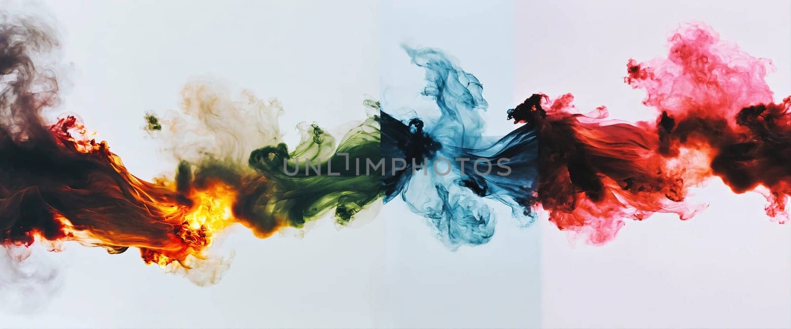 Multicolored abstract wallpaper on a white background. Smoke and waves. High quality illustration