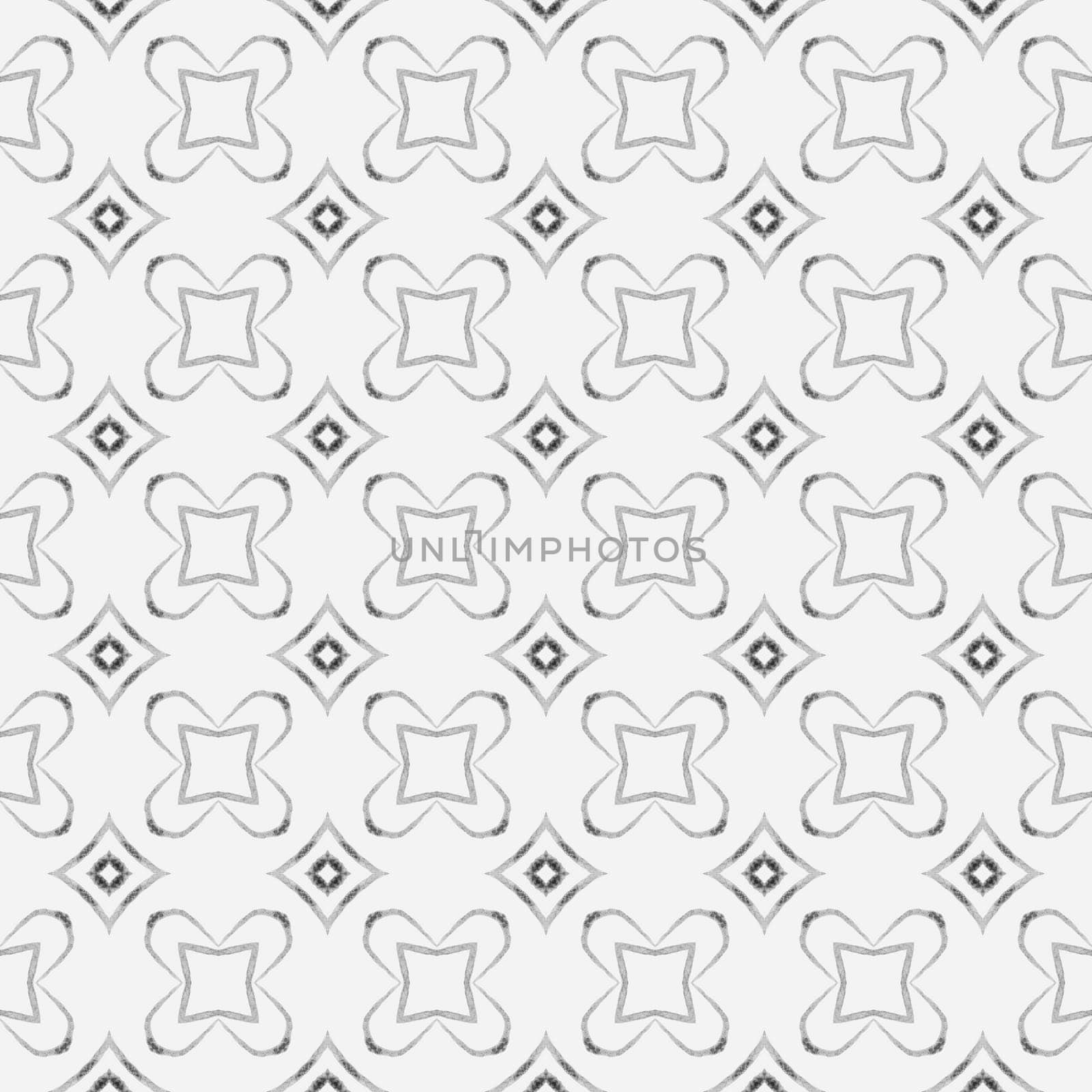 Textile ready positive print, swimwear fabric, wallpaper, wrapping. Black and white artistic boho chic summer design. Hand drawn green mosaic seamless border. Mosaic seamless pattern.