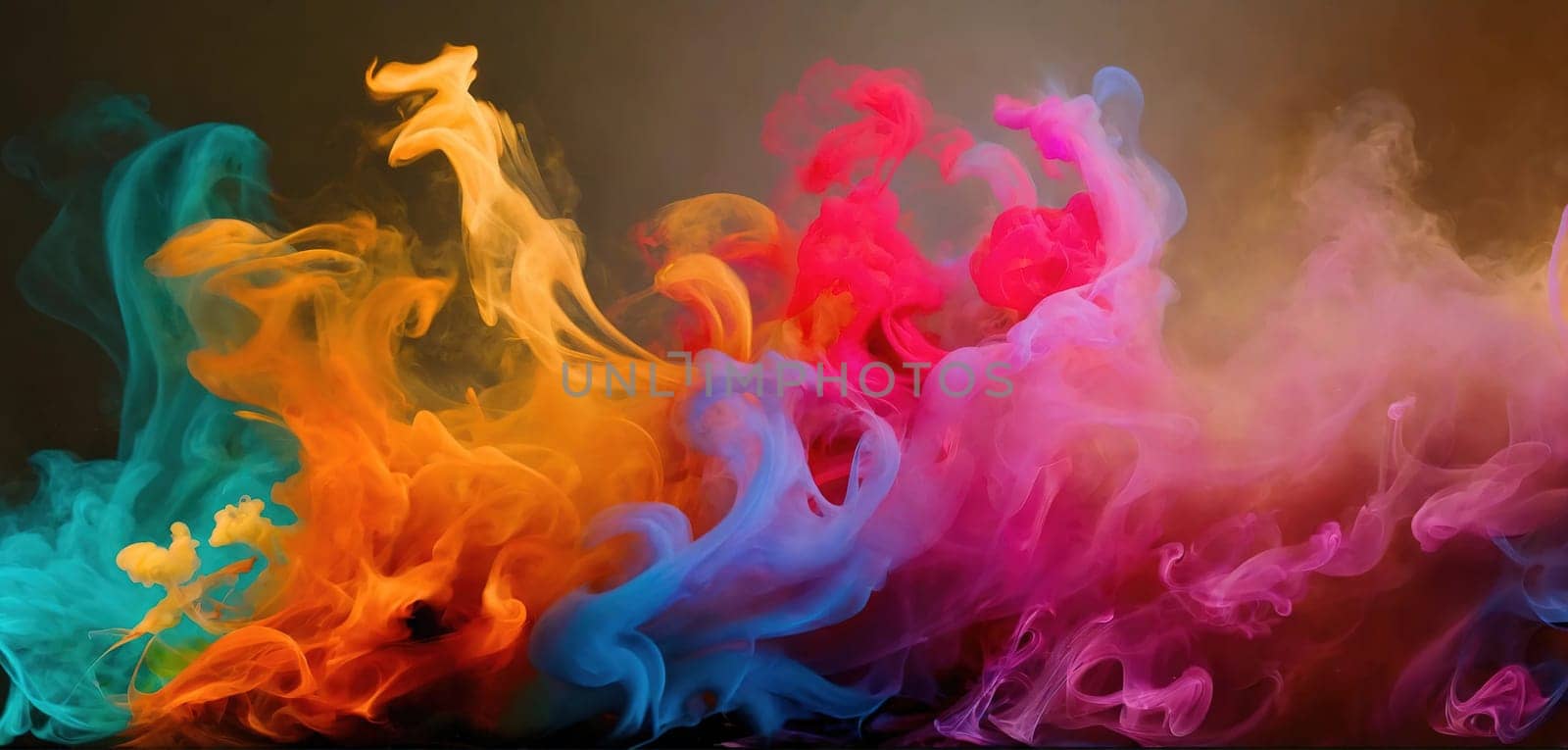 Multicolored abstract wallpaper. Smoke and waves. Generative AI by gordiza