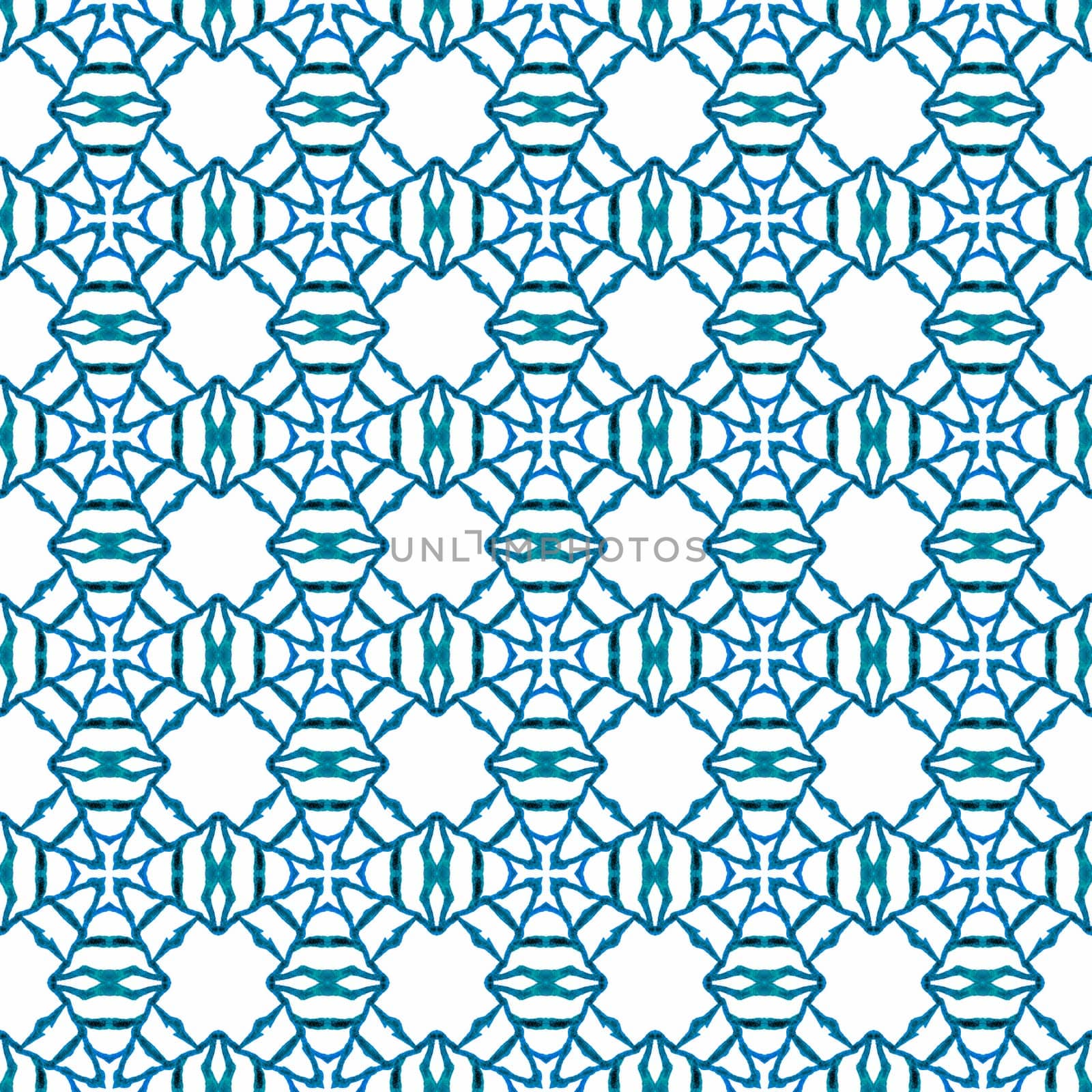 Textile ready ideal print, swimwear fabric, wallpaper, wrapping. Blue energetic boho chic summer design. Arabesque hand drawn design. Oriental arabesque hand drawn border.
