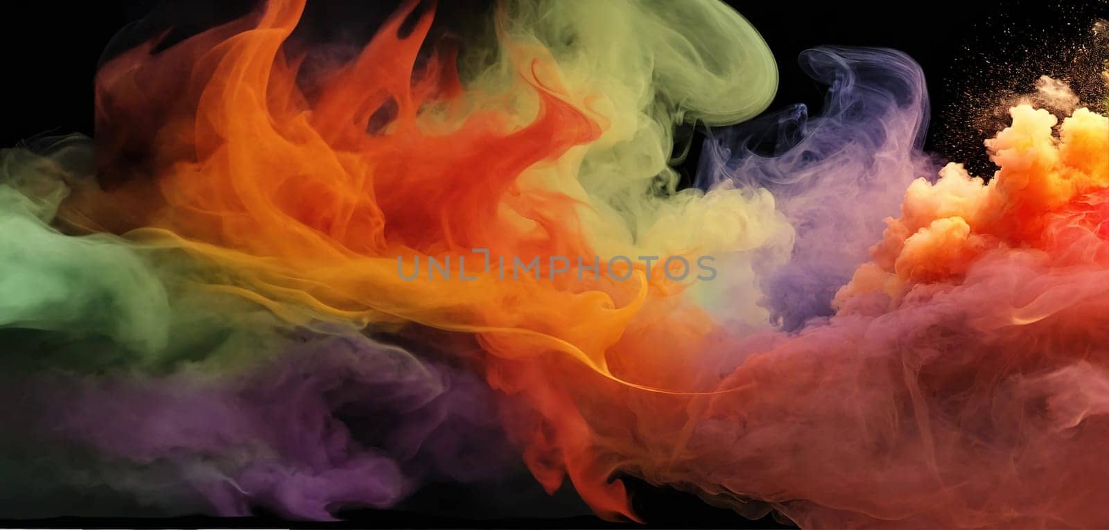 Multicolored abstract wallpaper. Smoke and waves. Generative AI by gordiza