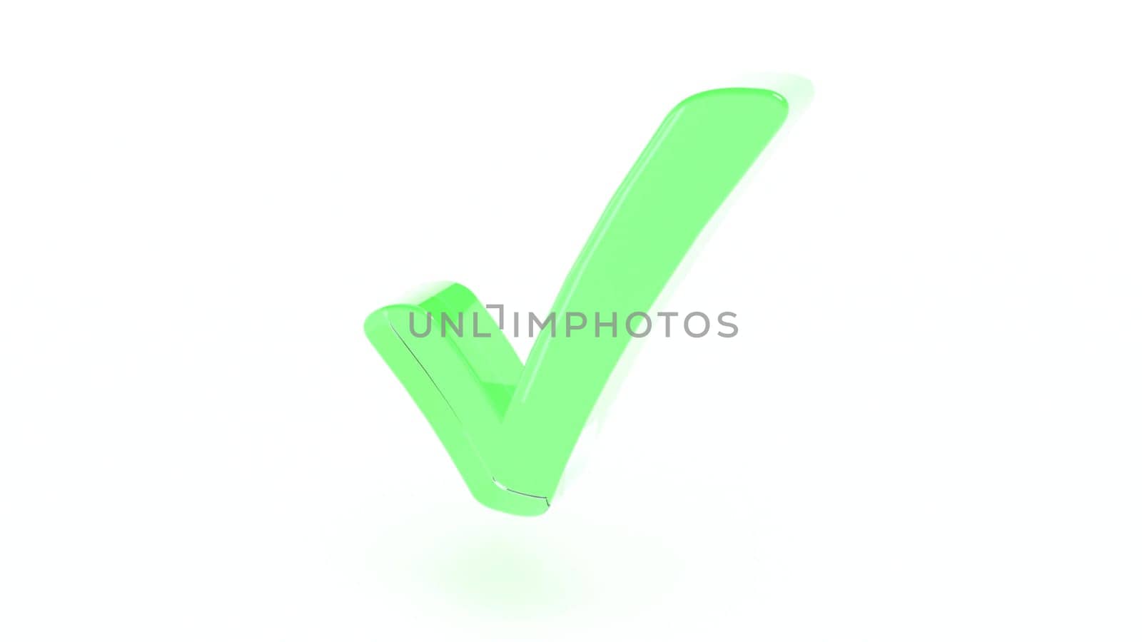 Glass Sign check mark change color on white back 3d render by Zozulinskyi