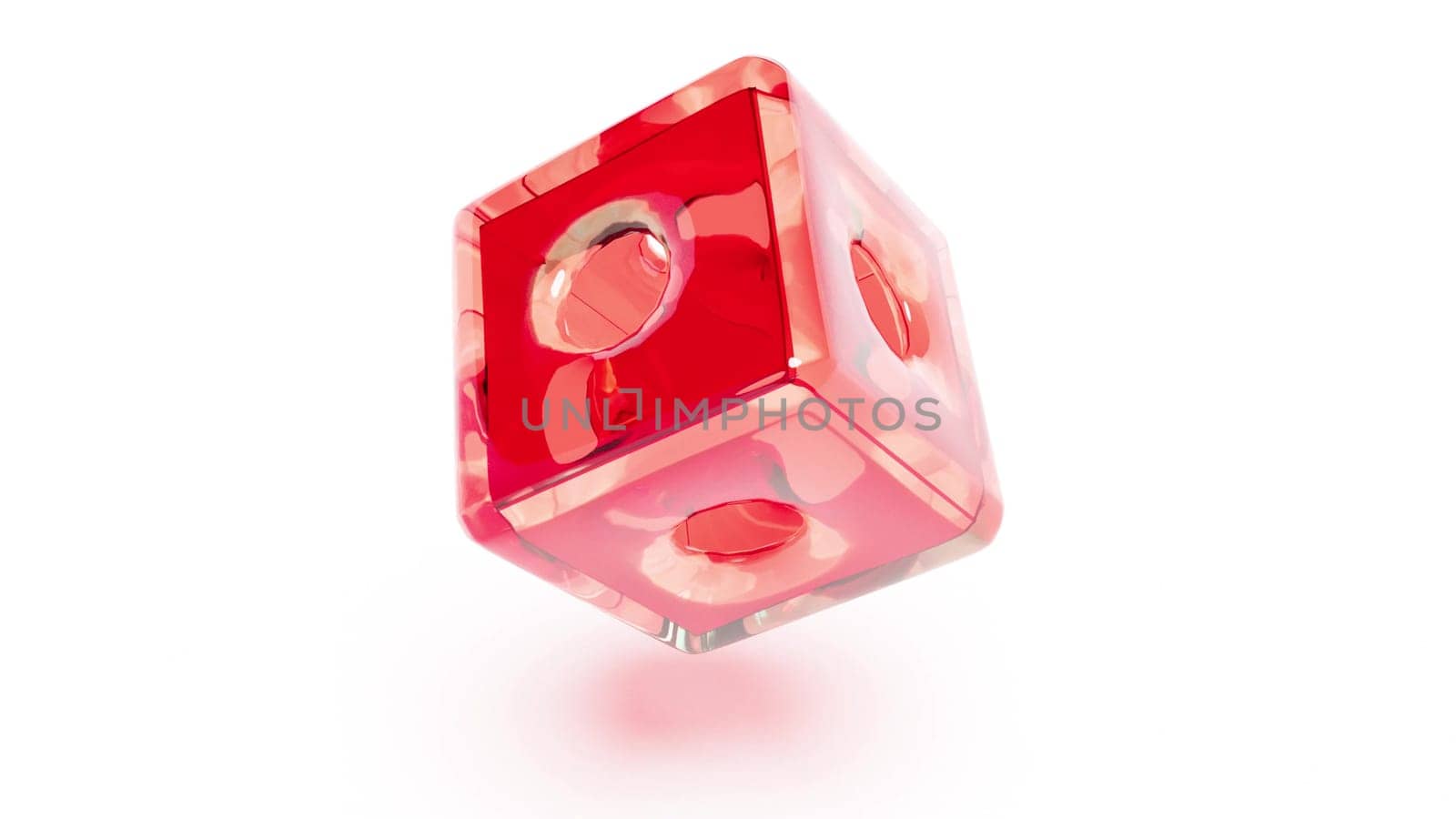 Color glass transparent cube rotate on white back 3d render