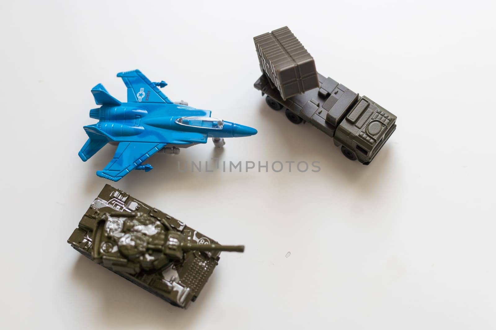 Plastic models of military equipment after assembly and painting. High quality photo
