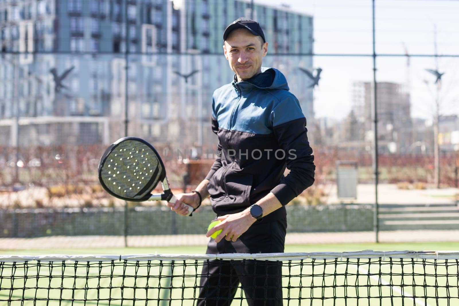 Paddle tennis players ready for match. High quality photo