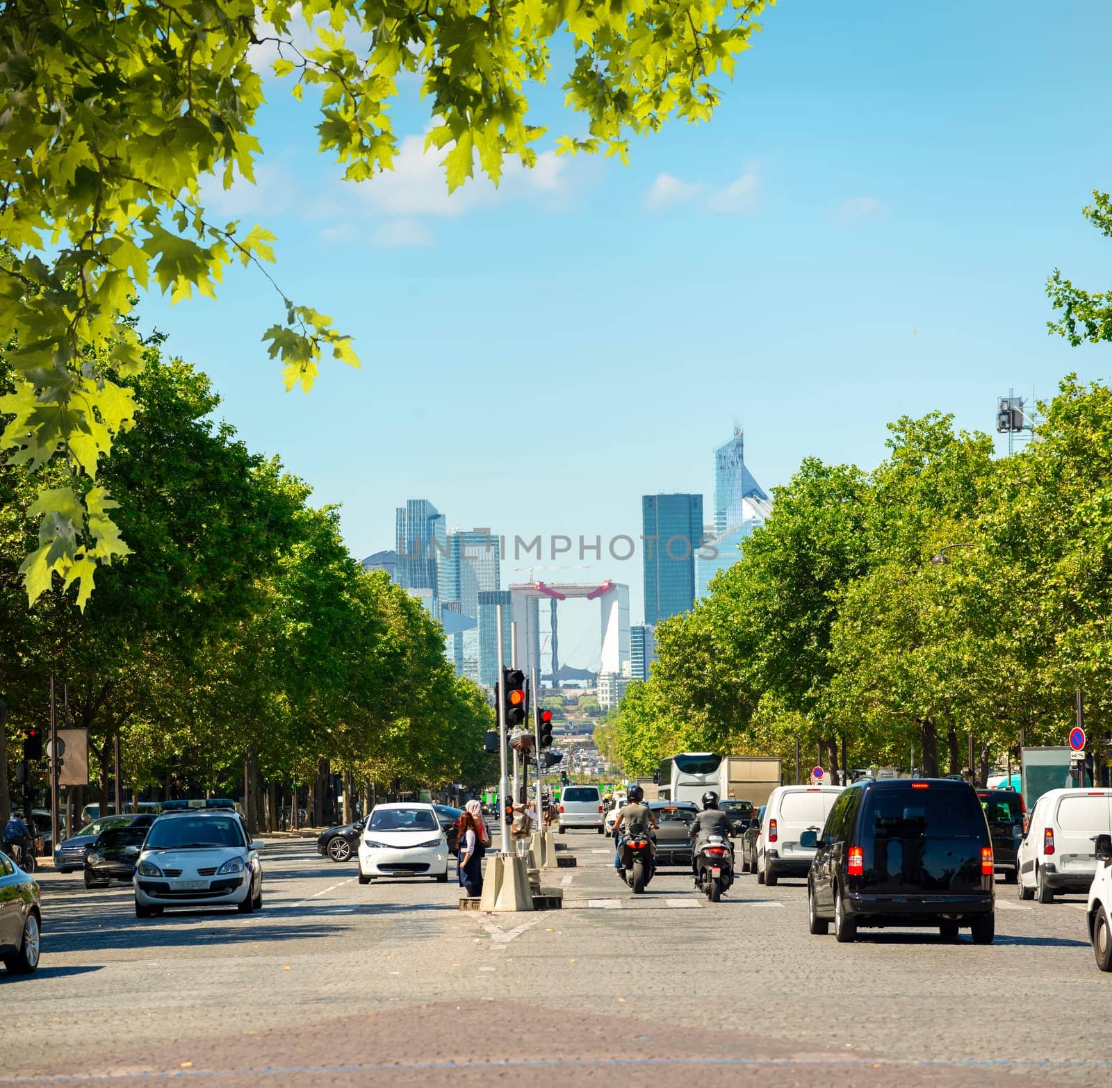 View on the modern district la Defense in Paris