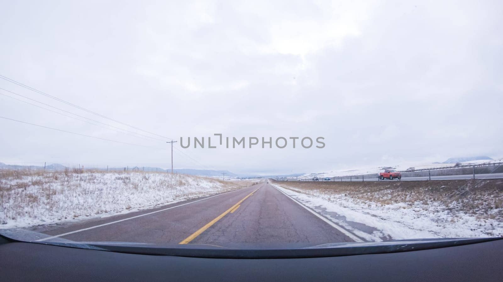 Winter Drive on I-25 Heading to Colorado Springs from Denver by arinahabich