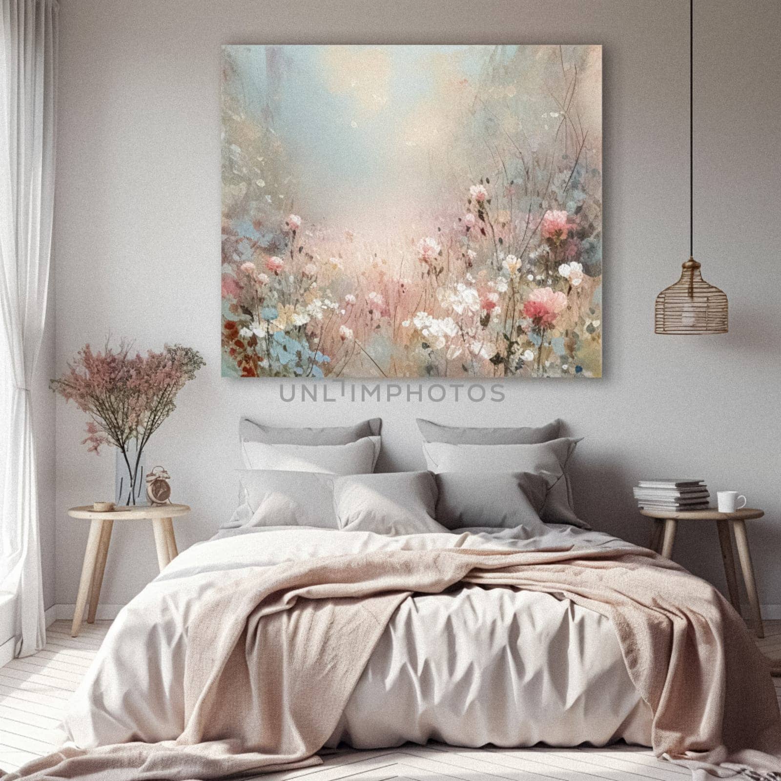 Artwork in a frame in the English countryside style, art and home decor idea