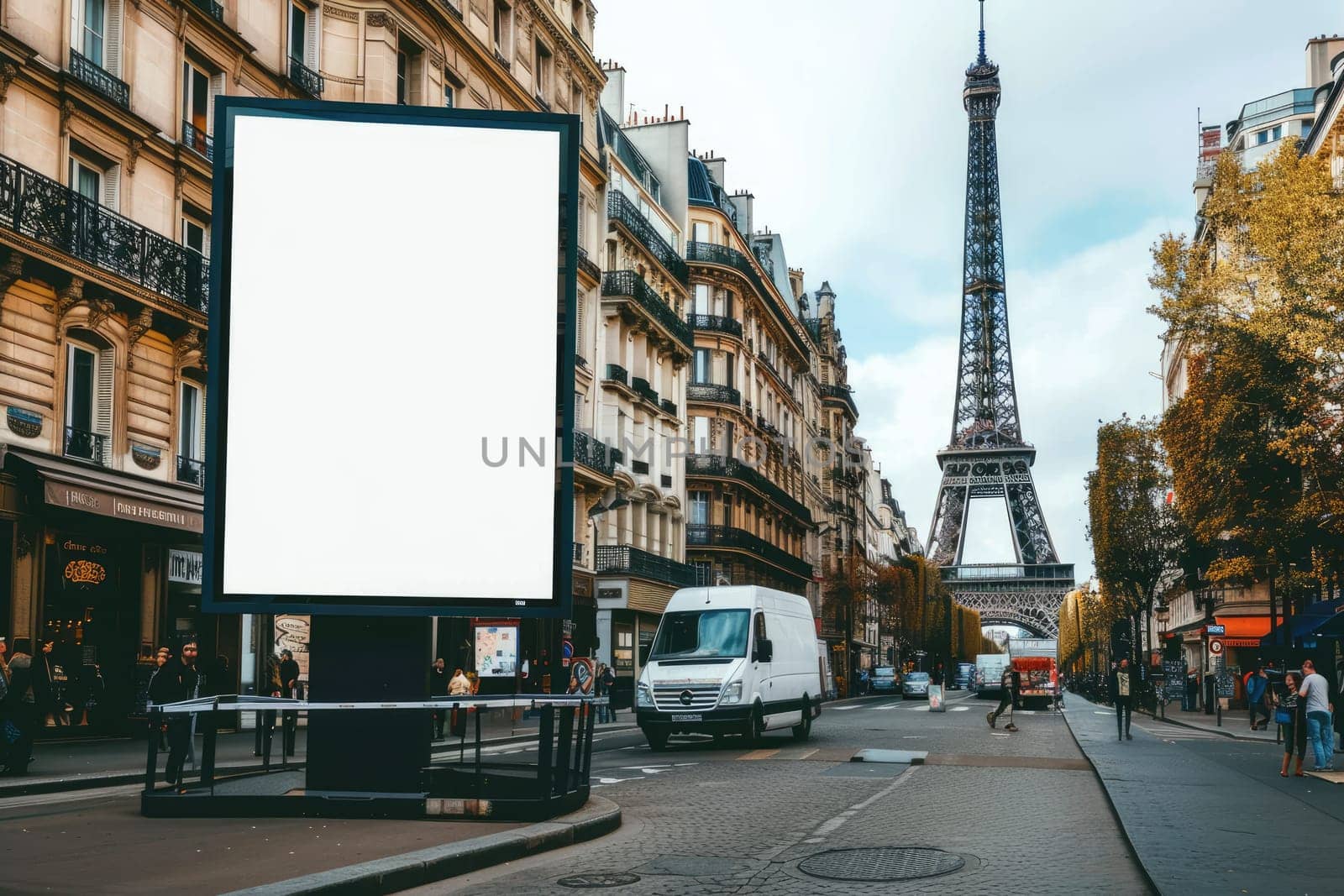Empty Vertical space advertisement billboard for Olympic Games in Paris on summer, Mockup billboard by nijieimu