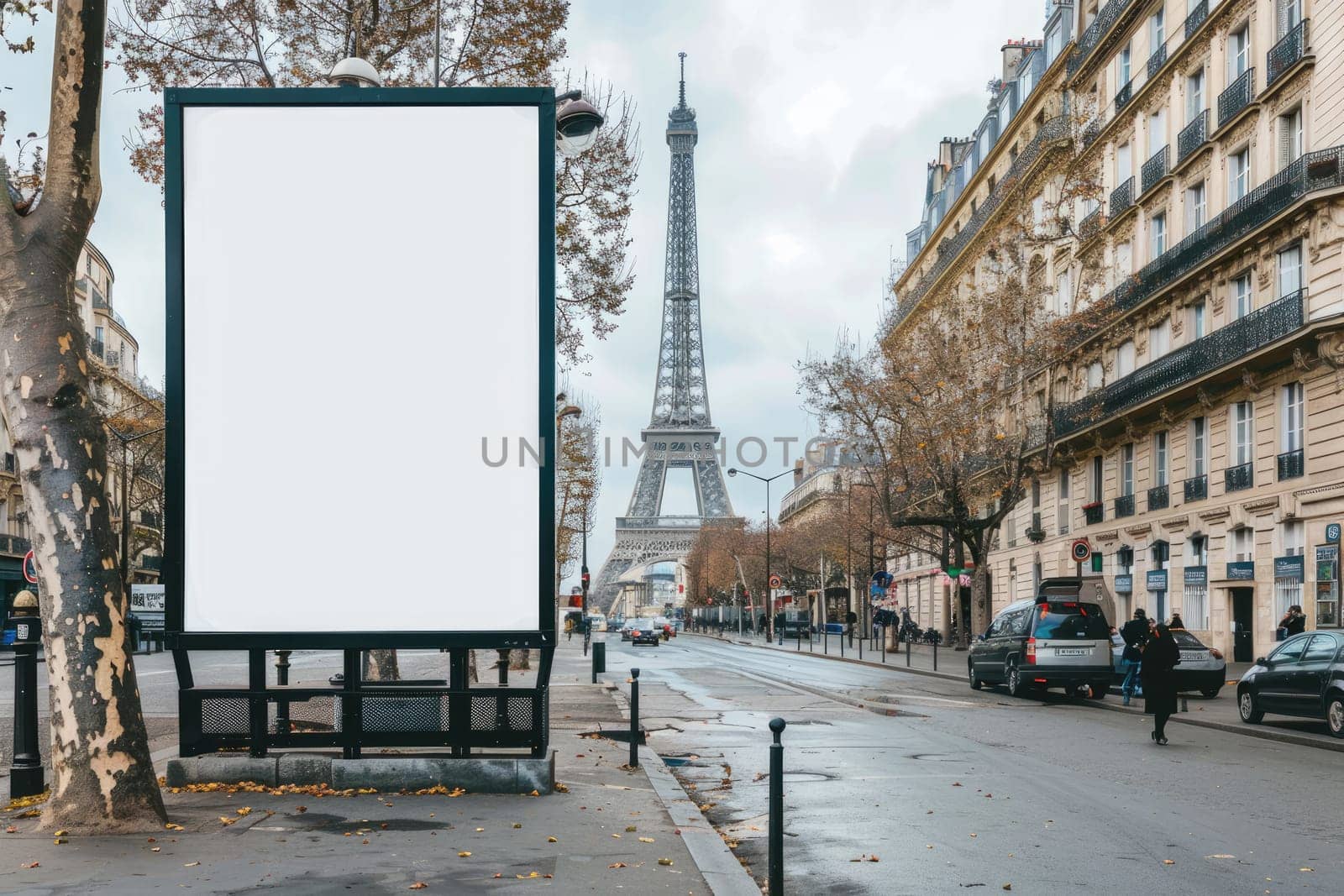 Empty Vertical space advertisement billboard for Olympic Games in Paris on summer, Mockup billboard.