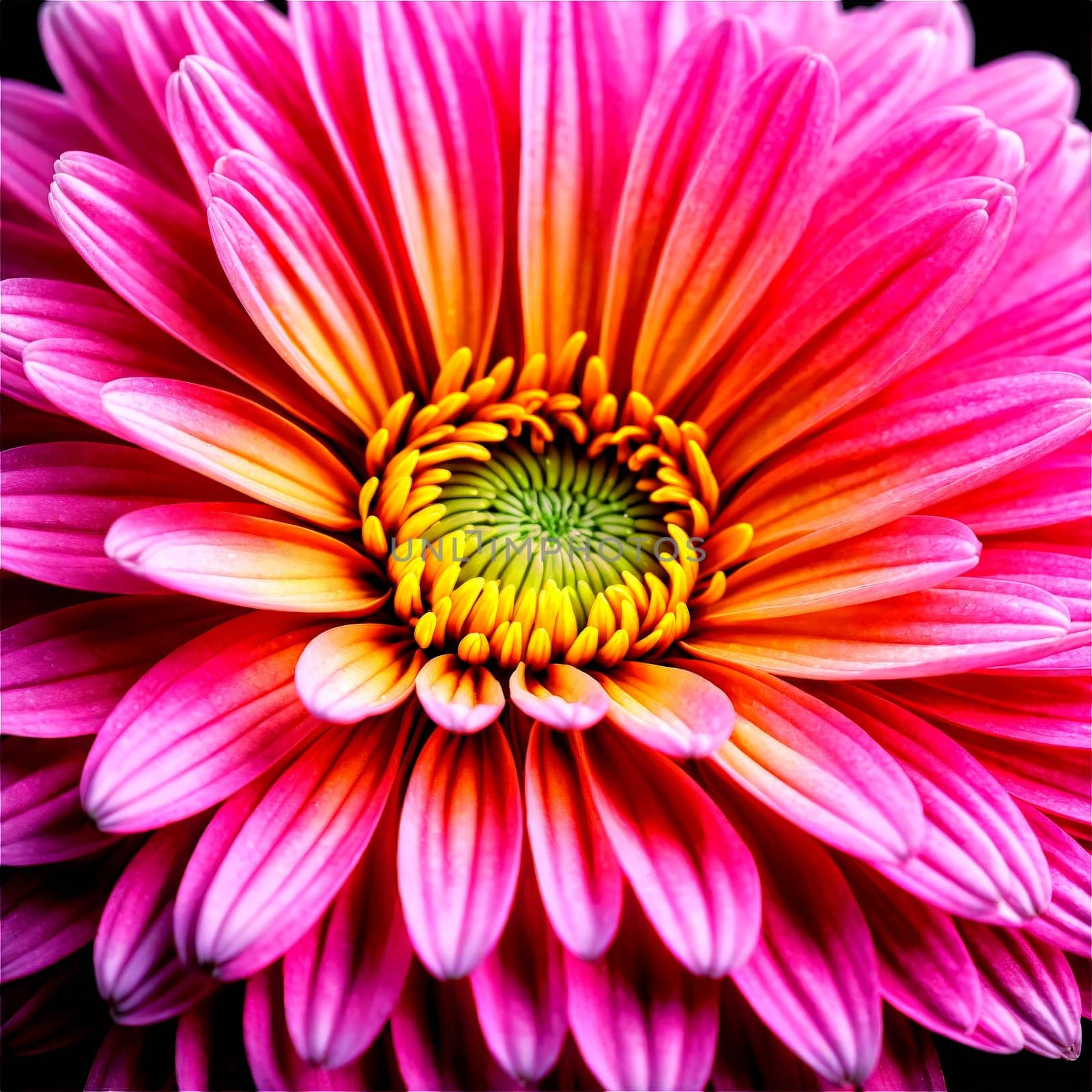Pink chrysanthemum dense layers of curved petals ombre effect from light pink edges to darker. Flowers isolated on transparent background by Matiunina