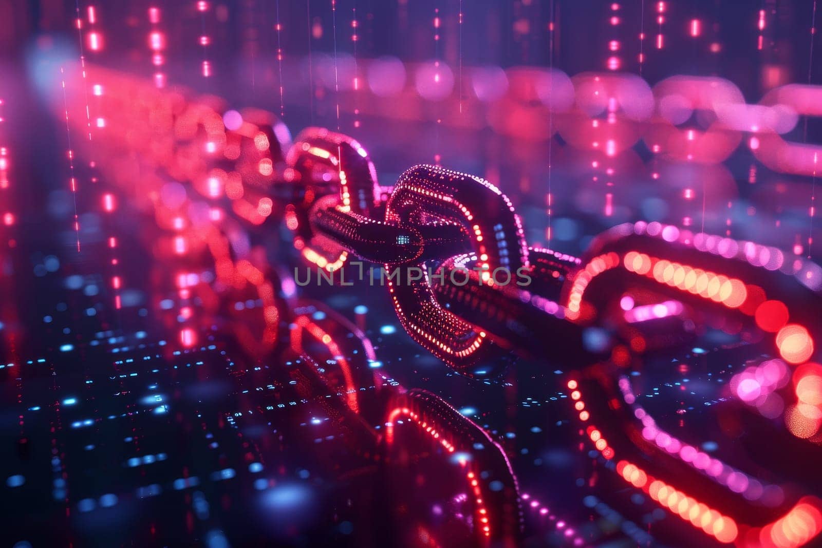 A block chain background. technology concept by itchaznong