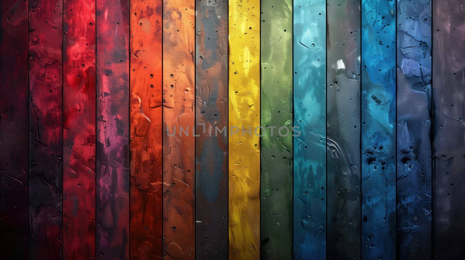 A vibrant rainbow-colored wallpaper adorned with glistening drops of water, creating a visually striking and colorful composition.