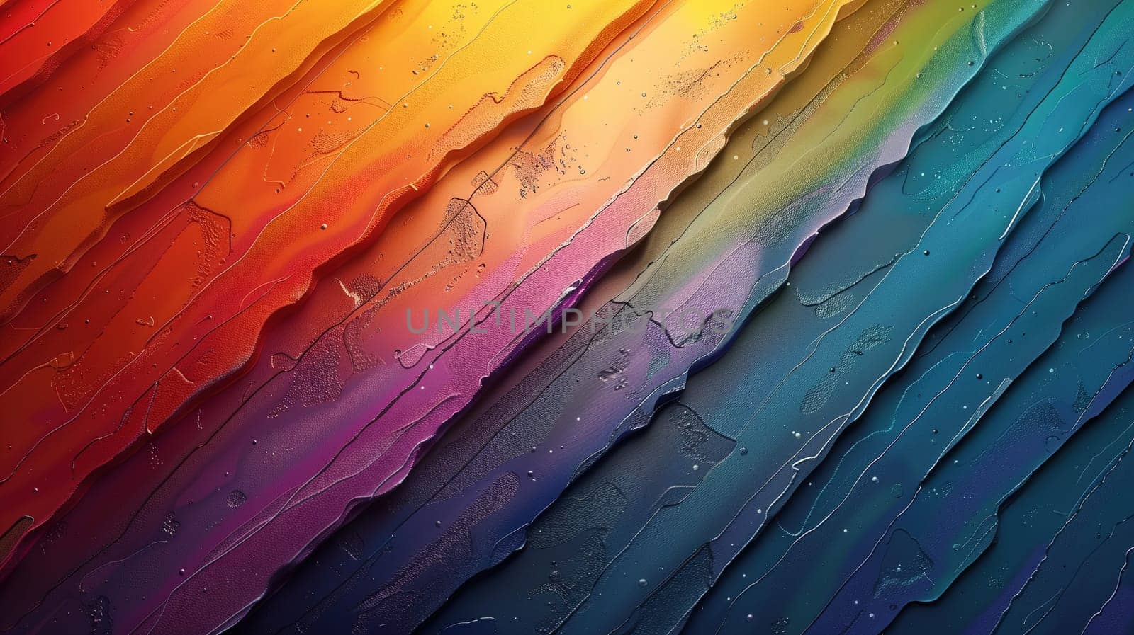 A textured surface is painted with a gradient of vibrant rainbow colors, symbolizing LGBT pride. The textured details and the flow of colors create a palpable sense of depth and movement, capturing the essence of diversity and unity.