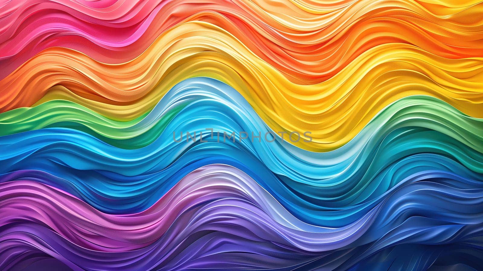 A vibrant display of multicolored wavy lines creates a dynamic and energetic background. The blend of varied hues adds a pop of color and movement to the composition.