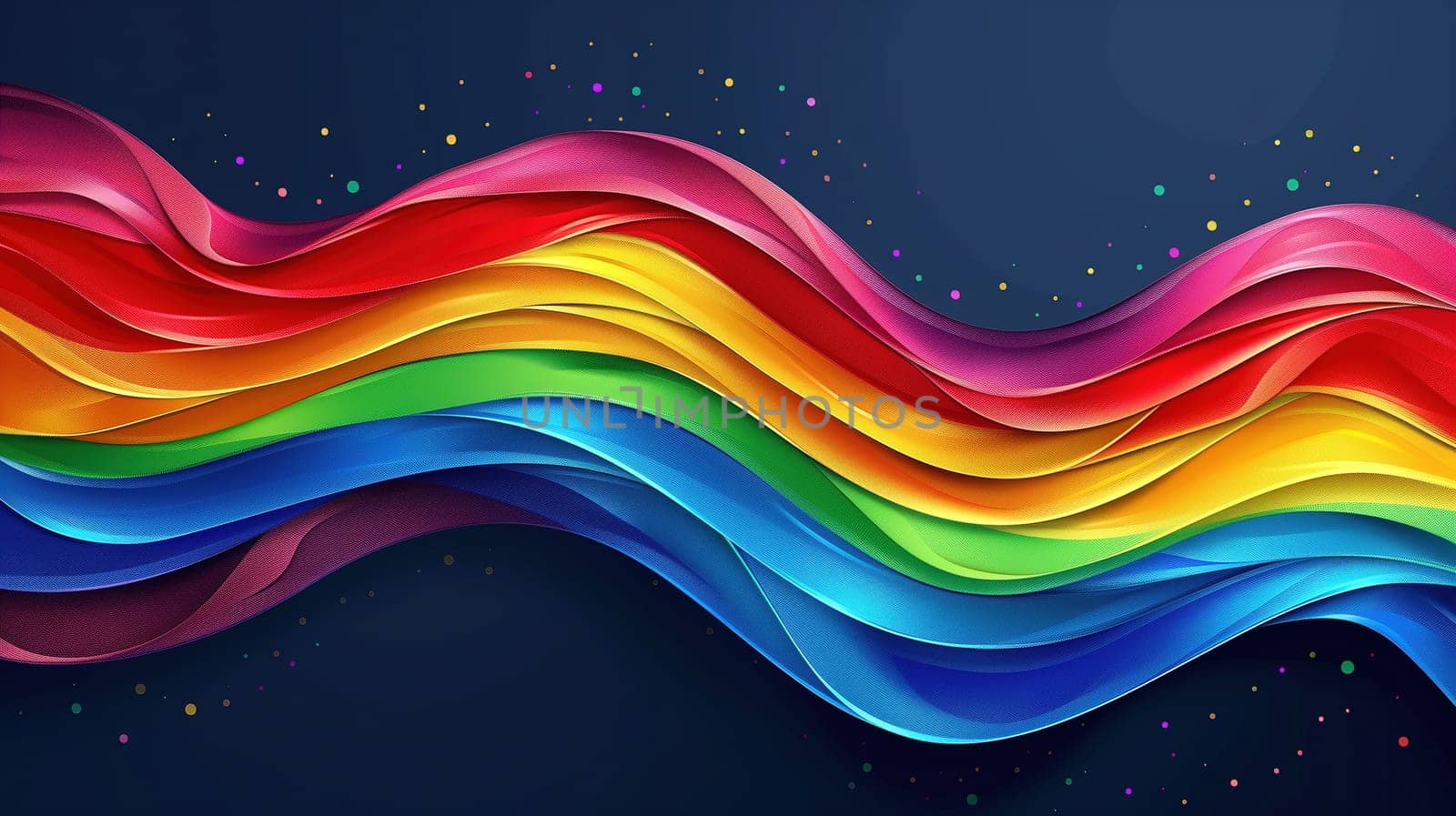 Rainbow Colored Wave on Dark Blue Background by TRMK