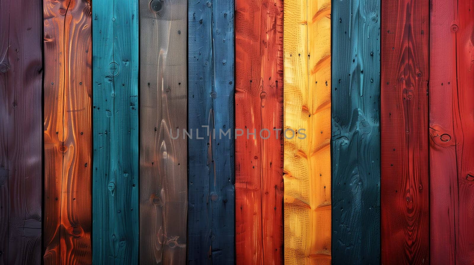 A wooden fence painted in the vibrant colors of the rainbow, signifying LGBT pride and diversity. The red, orange, yellow, green, blue, and purple hues create a bold and visually striking display.