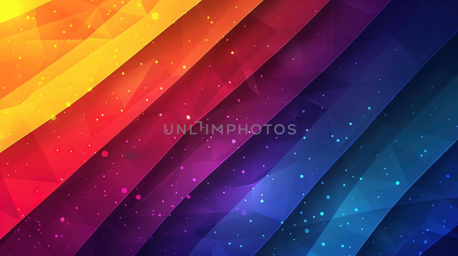 A vibrant rainbow-colored background adorned with twinkling stars in various sizes. The stars complement the colorful rainbow, creating a festive and celebratory atmosphere.