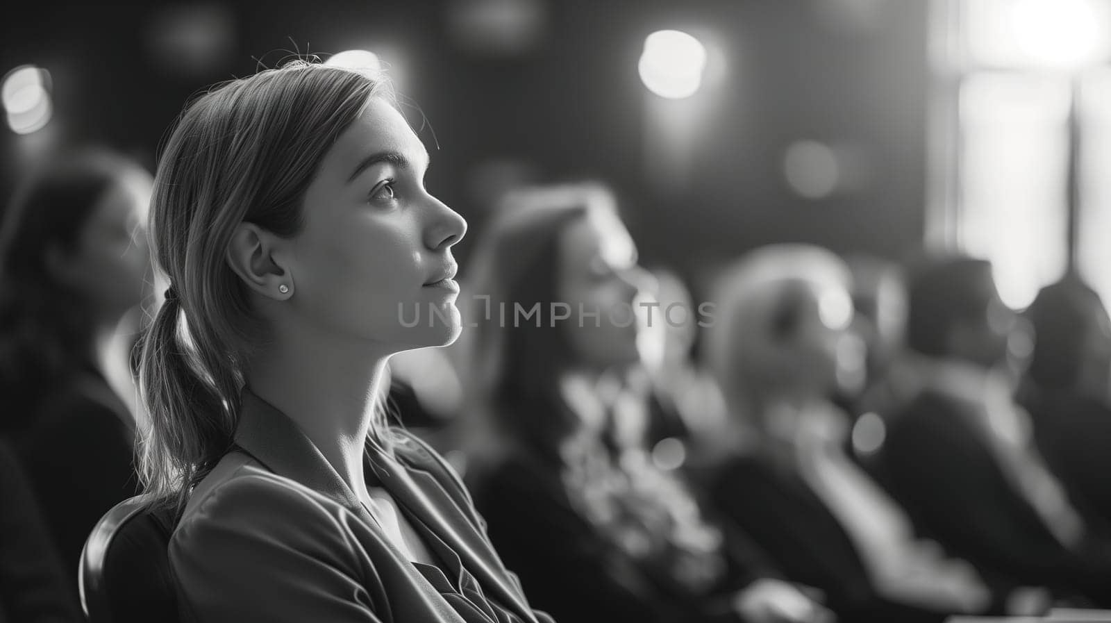 Young Businesswoman Attending a Professional Seminar in a Conference Hall by TRMK