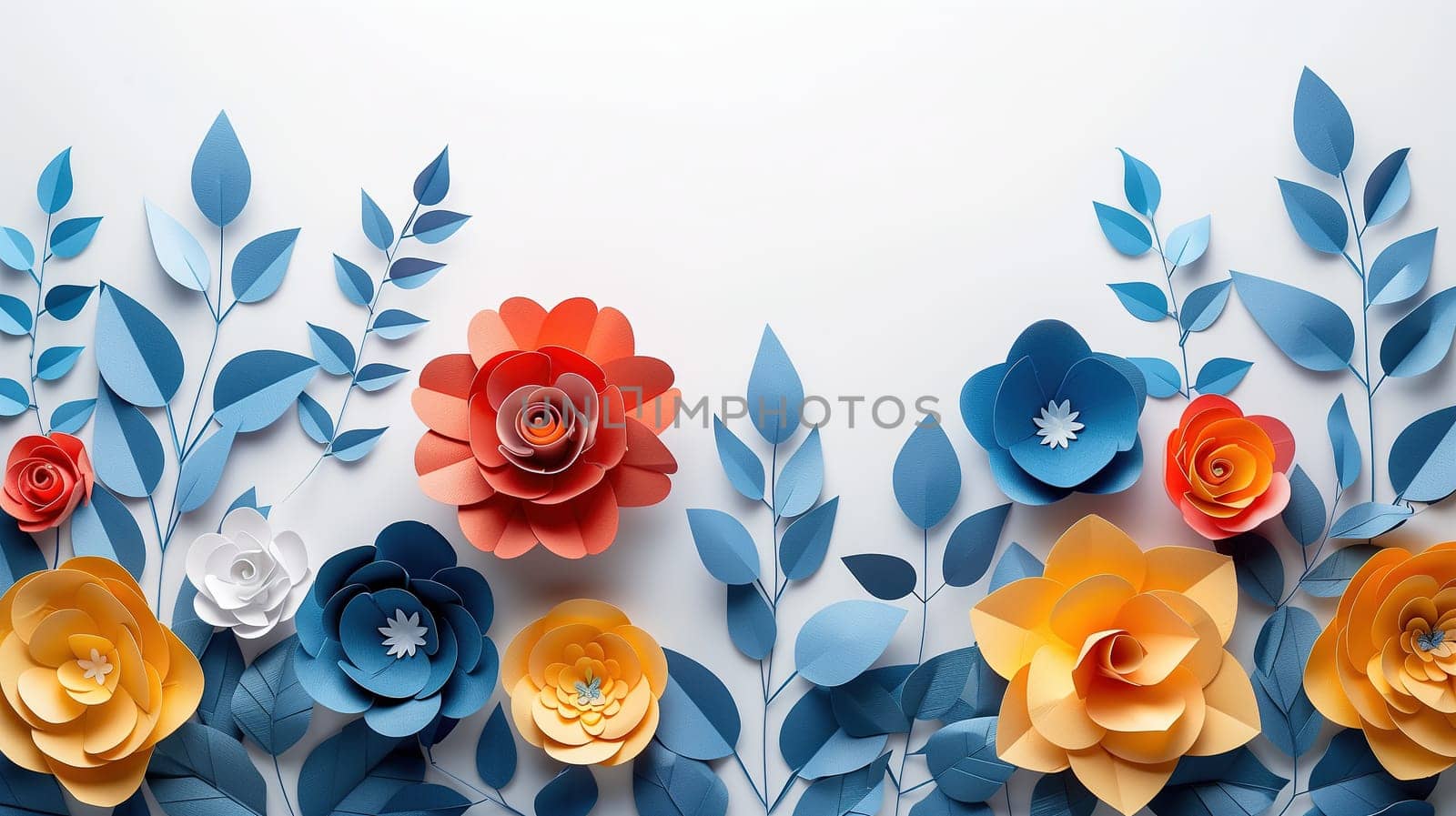 Paper Flowers Arranged on White Wall by TRMK