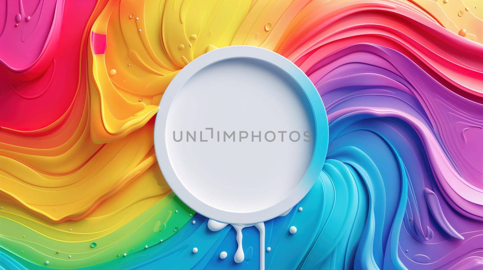 Rainbow Colored Background With White Round Object by TRMK