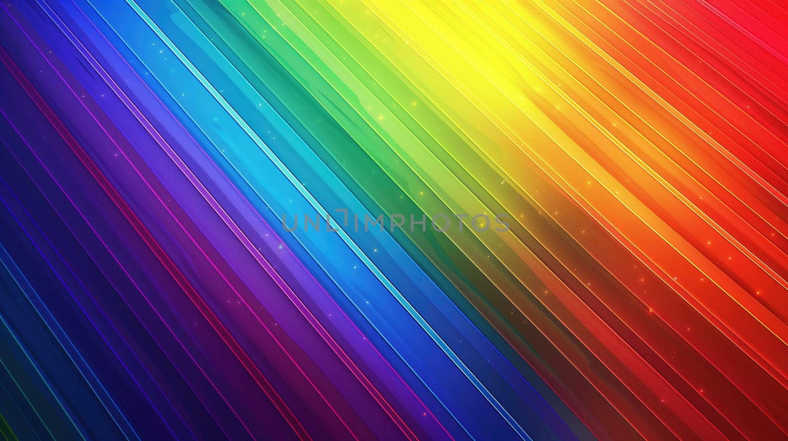 A vivid array of rainbow stripes extends diagonally across the frame, radiating the diversity and unity represented by the LGBT pride flag. Each band of color shines with a slight glow, suggesting a sense of hope and celebration.