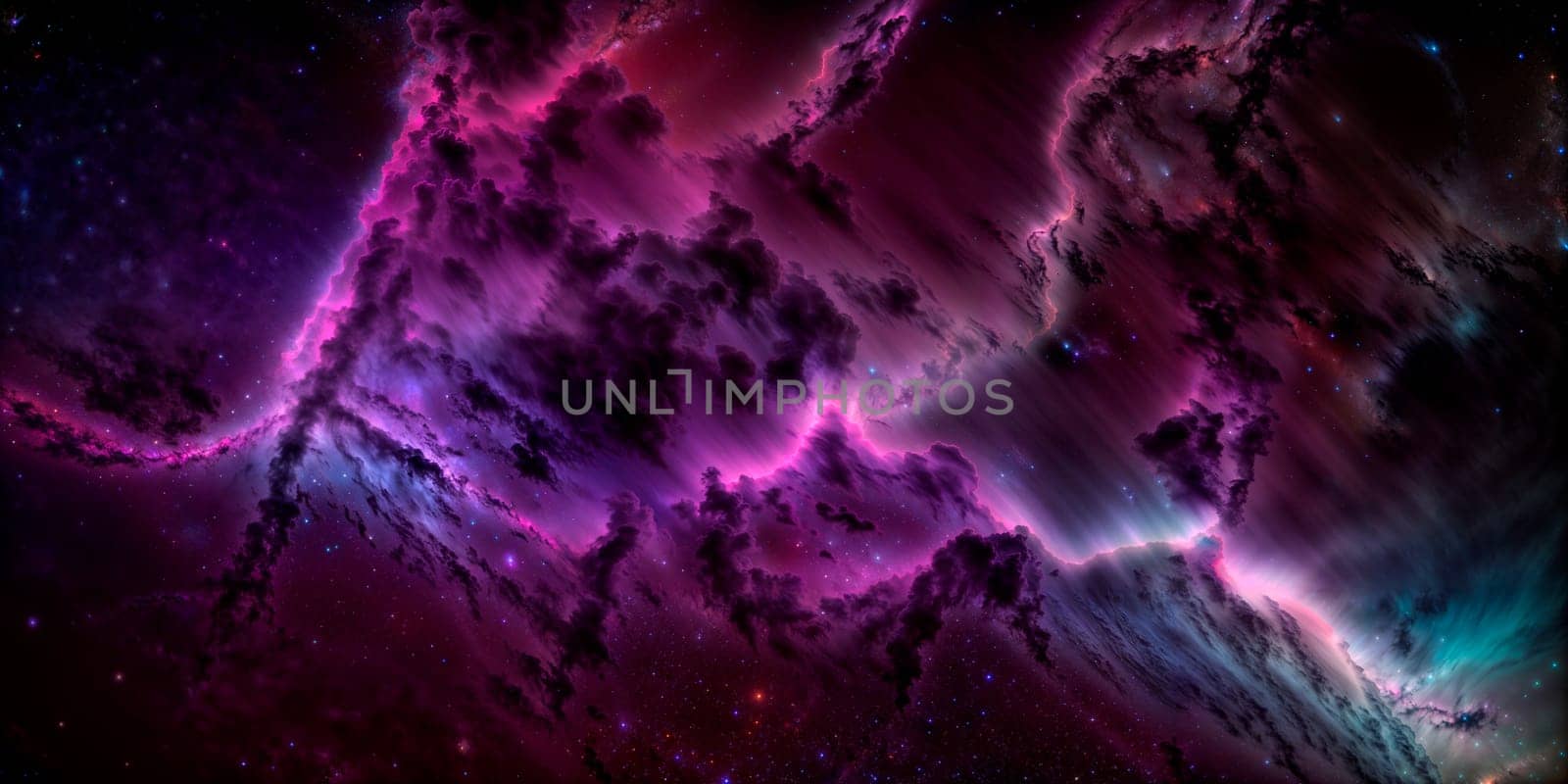 Generative AI. Space wallpaper and background. Universe with stars, constellations, galaxies, nebulae and gas and dust clouds