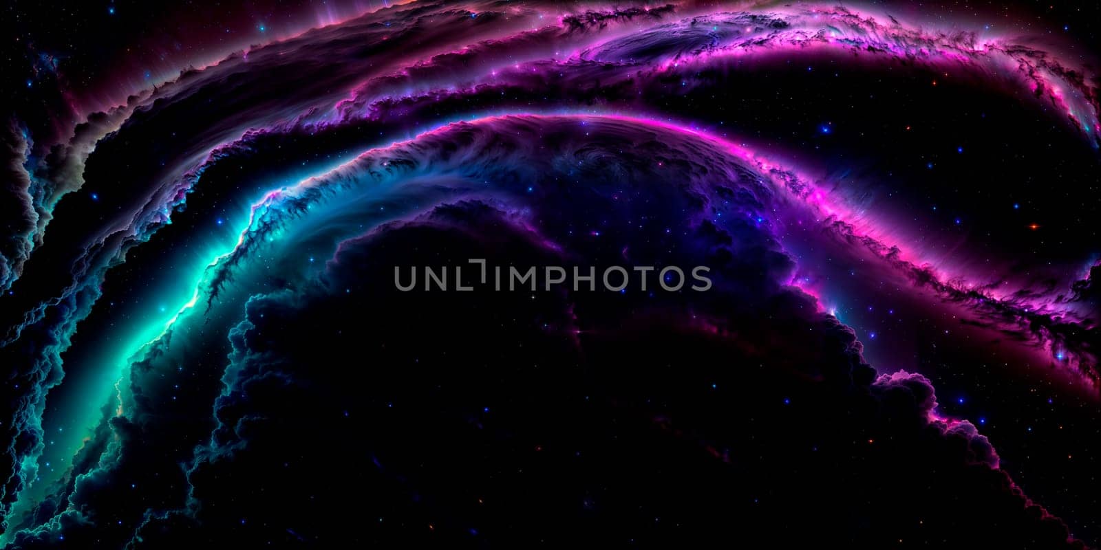 Generative AI. Space wallpaper and background. Universe with stars, constellations, galaxies, nebulae and gas and dust clouds