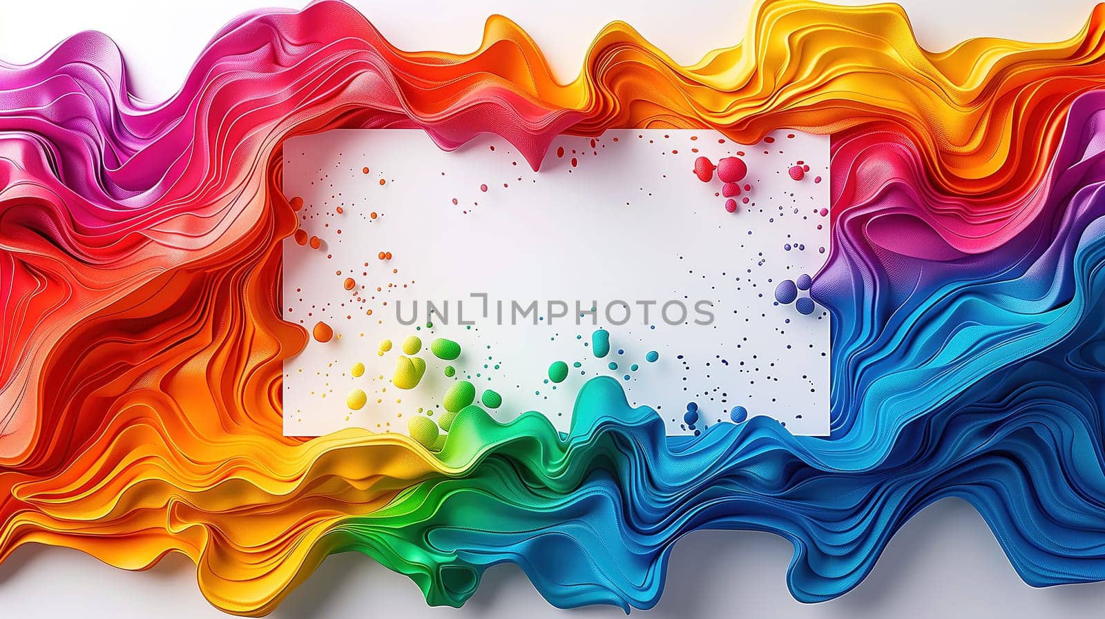 Vibrant Rainbow Waves of Fabric Celebrating LGBT Pride on a White Background by TRMK