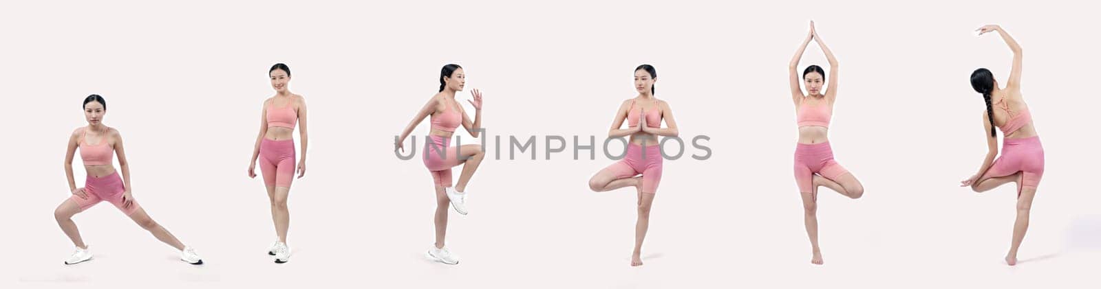 Collection of yoga exercise in different various yoga posture. Vigorous by biancoblue