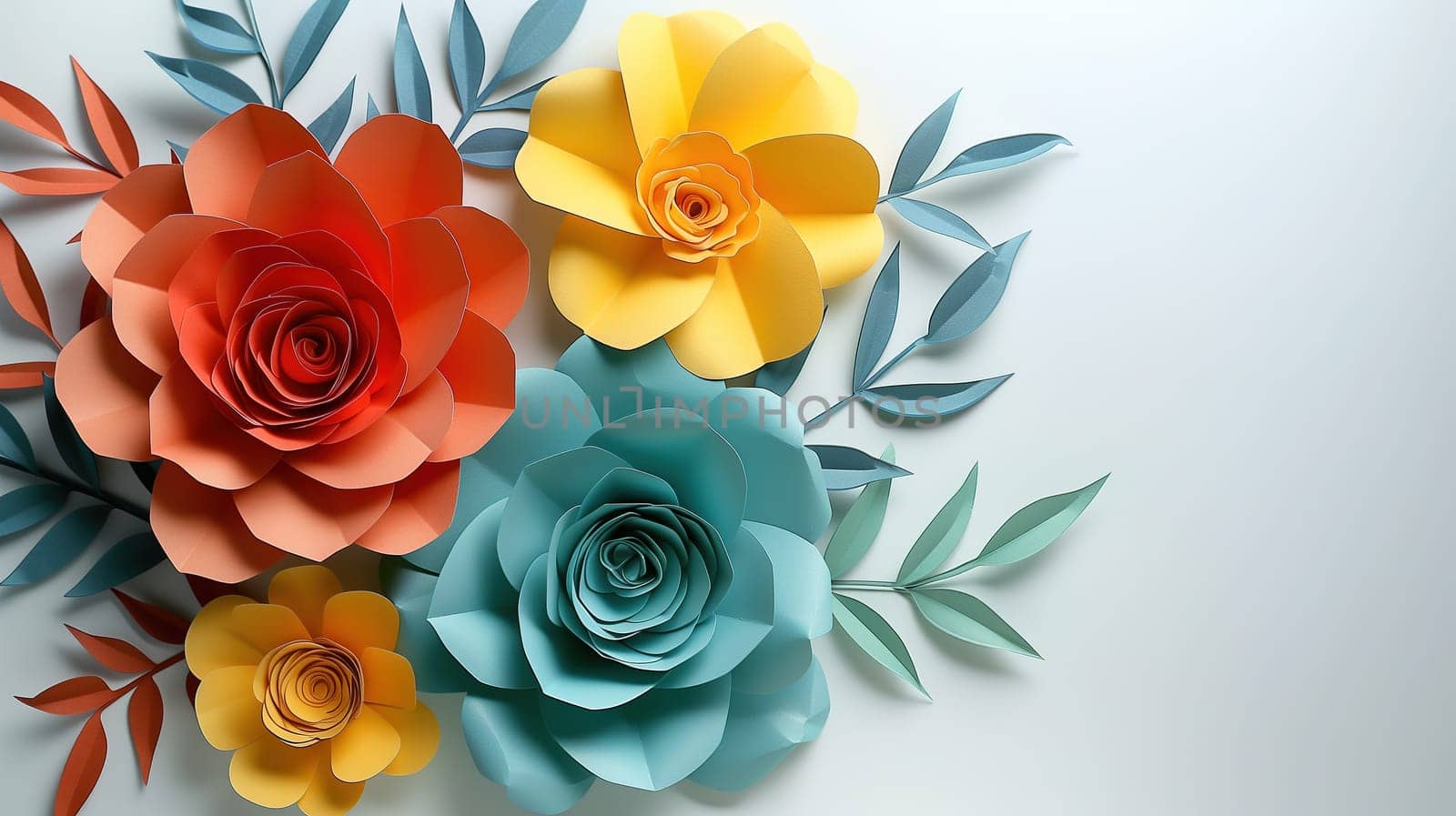 Paper Flowers Blooming on Wall by TRMK